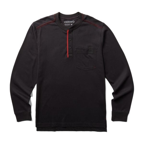 Wolverine Black Guardian Cotton Mens Longsleeve Henley Shirt W1209290-003