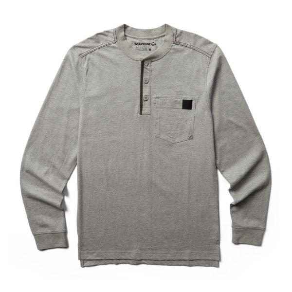 Wolverine Light Grey Heather Guardian Cotton Mens Longsleeve Henley W1209290-036
