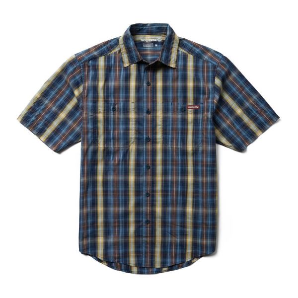 Wolverine Navy Plaid Fuse Men's Short Sleeve Plaid Shirt W120360-417