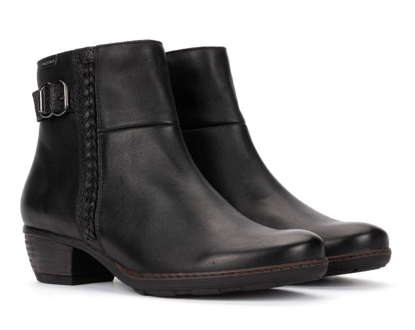 Pikolinos Black Utiel Decorative Buckle Women's Ankle Boots W7P-8501