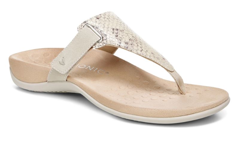 Vionic Bone Embossed Snake Wanda T-Strap Womens Sandals