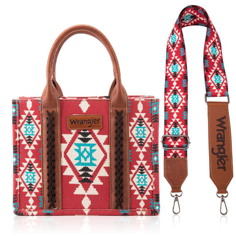 Wrangler Burgundy Southwestern Print Small Canvas Tote/Crossbody WG2203-8120SBDY