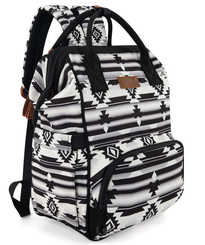 Montana West Wrangler Black Aztec Printed Callie Backpack WG2204-9110