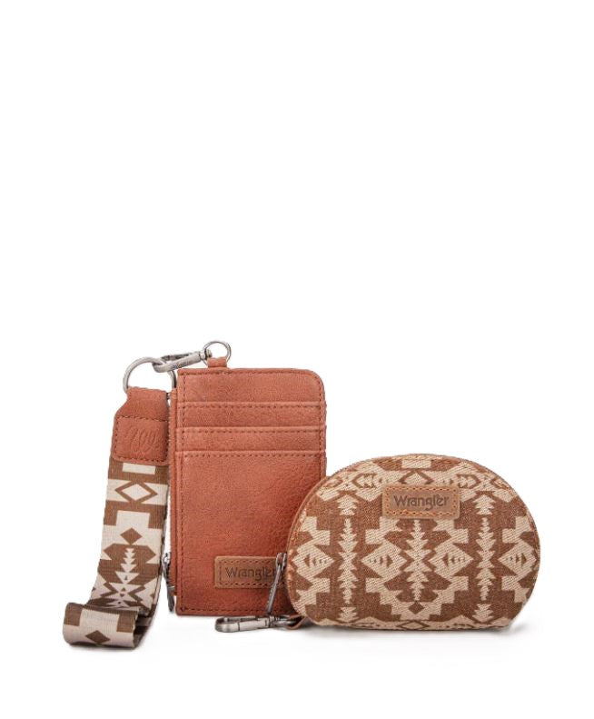 Wrangler Brown Aztec Print Keychain Card holder WG2212-W0015BR