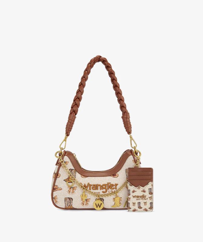 Wrangler Tan Rodeo Icons Braided Handle Shoulder Bag WG524-8182TN