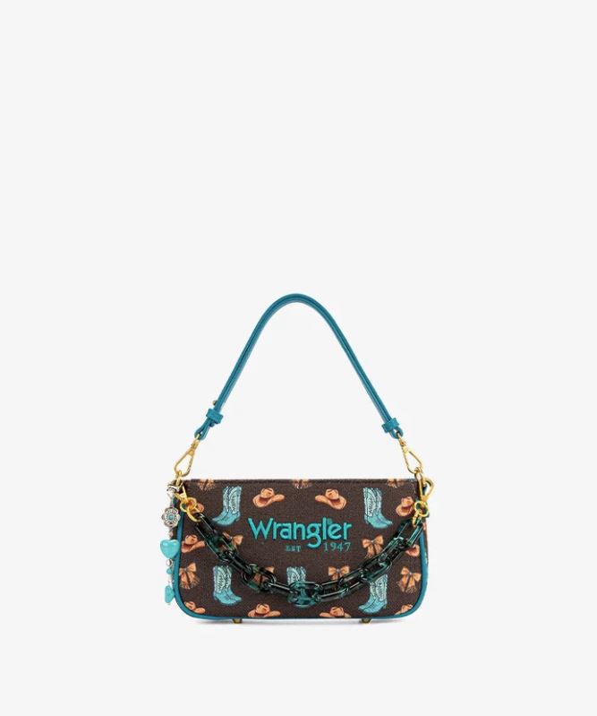 Wrangler Coffee Rodeo Icons Western Baguette Shoulder Bag WG524-8633CF