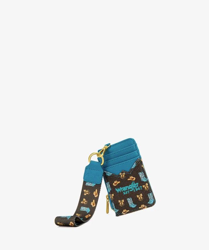 Wrangler Coffee with Rodeo Icons Western Wristlet Cardholder WG524-W005CF