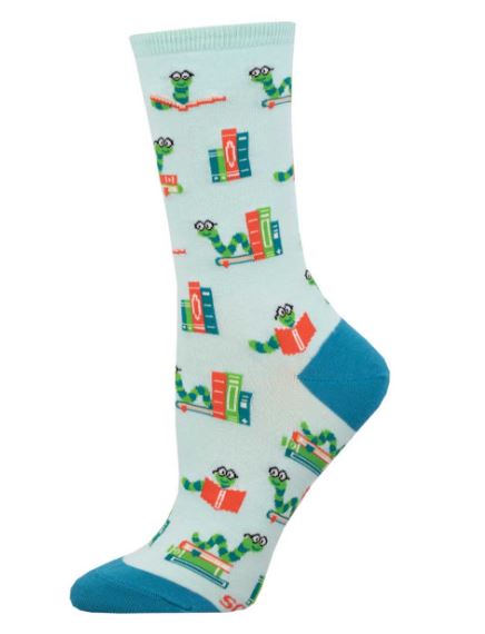 Socksmith Blue Bookworm Women's Crew Socks WNC3086-BLU