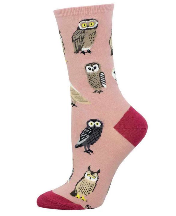 Socksmith Pink Parliament of Owls Women's Crew Socks WNC3416--PNK