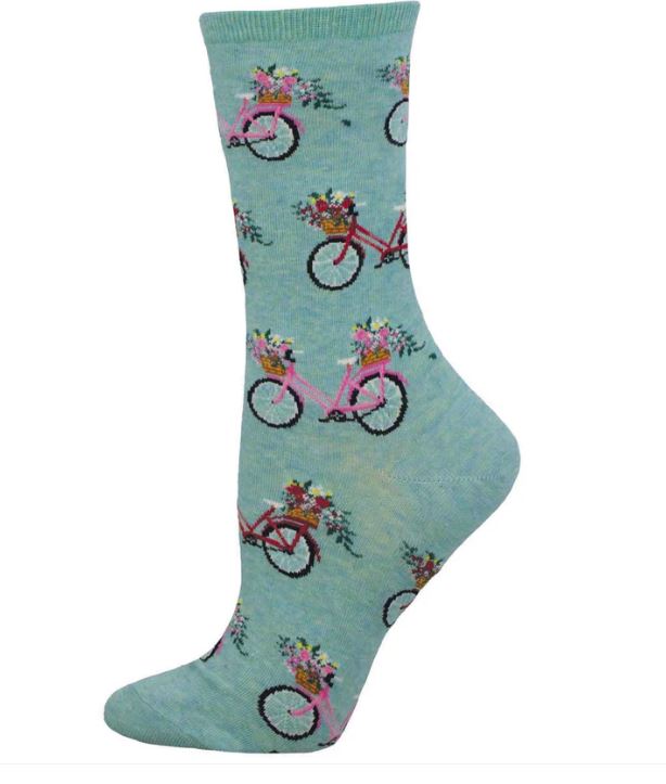 Socksmith Blue Heather Floral Cruiser Women's Crew Socks WNC3508-BHT
