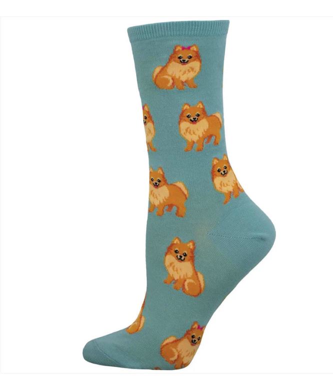 Socksmith Blue Perfect Pomeranian Women's Crew Socks WNC3523-BLU