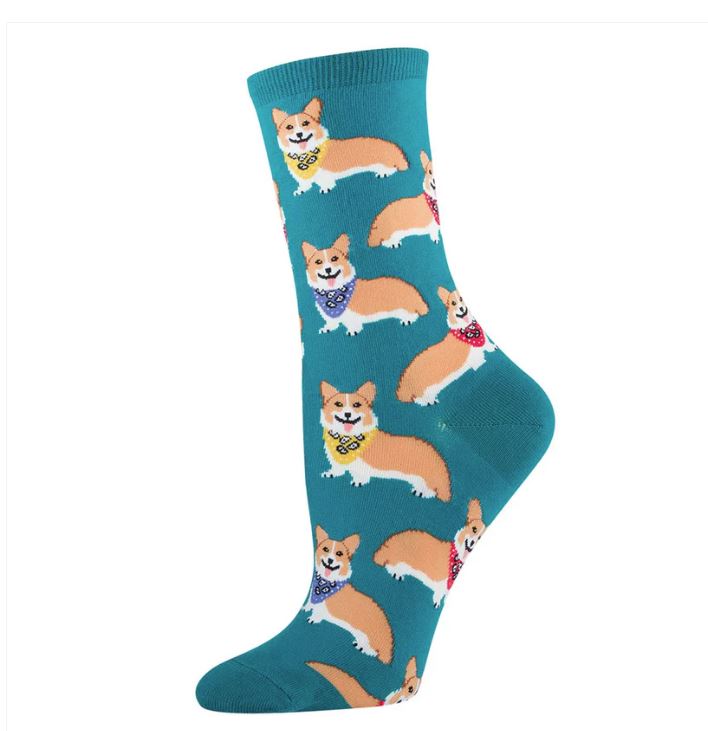 Socksmith Emerald Corgi Women's Crew Socks WNC387-EME