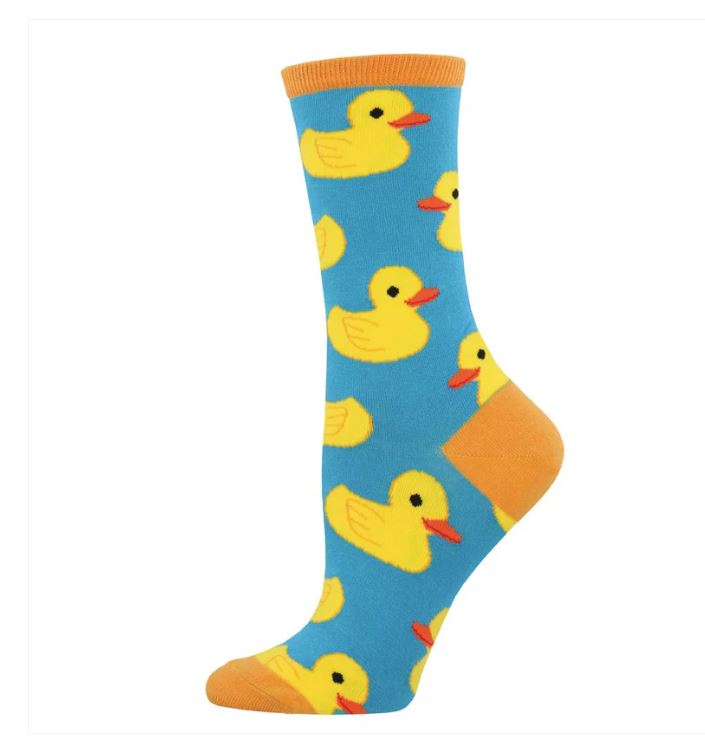 Socksmith Turquoise Blue Rubber Ducky Women's Crew Socks WNC709-TUR