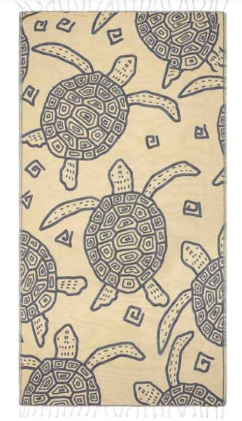 Sand Cloud Flatback Turtle Zipper Pocket Beach Towel WSS23TOW006NVYR