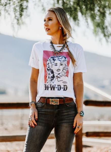 Bohemian Cowgirl White WWDD Poster Distressed Tee WWDDPOSTR