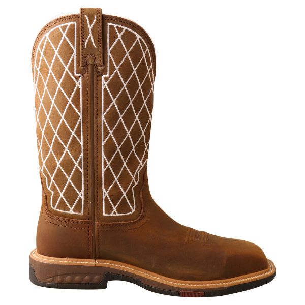 Twisted X Brown and White 11 inch Nano Toe Western Womens Work Boots WXBN002