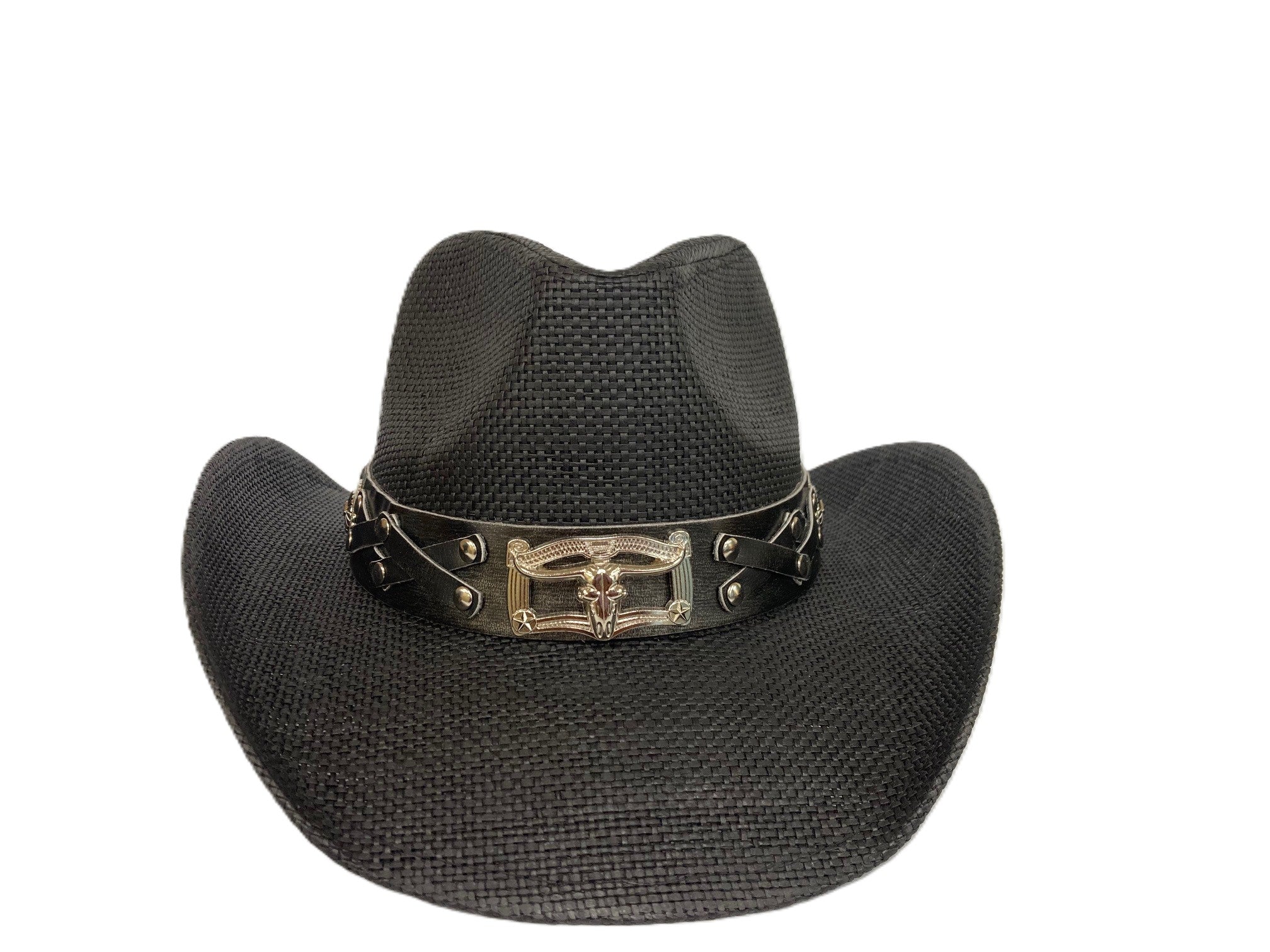 Lebo's Black Kids Size Western Hat with Longhorn Framed Emblem ZA247 BLACK